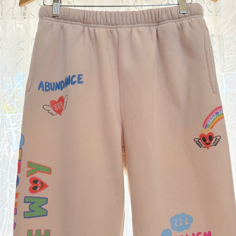 THE MAYFAIR GROUP I SCREAM COLOUR CREAM DRAWING ANGELS ALL AROUND YOU SWEATPANTS - Picture 3 of 15